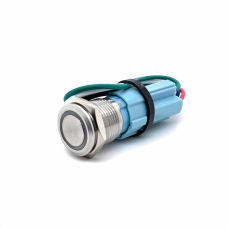 PUSH BUTTON HQ SWITCH + RING LED + WIRING HARNESS (12V DC / 16A) (ROUND)