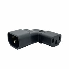 IEC FEMALE (C13) TO IEC MALE (C14) HORIZONTAL RIGHT ANGLE ADAPTOR (10A) (250V AC)