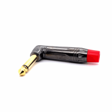 6.35MM MONO MALE ANGLE CONNECTOR (10MM OD) (GUN NICKEL RED)