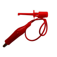 CROCODILE CLIP LEAD WITH TEST HOOK 20cm - RED