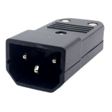 CONNECTOR IEC C14 SOCKET MALE INLINE 10A 250V