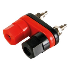 DUAL BANANA SOCKET BINDING POST BLACK AND RED GOLD PLATED
