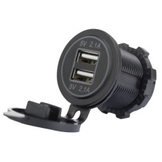 USB SOCKET PANEL MOUNT DUAL 5V 2.1A - WHITE ILLUMINATION