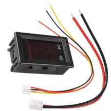VOLTMETER / AMMETER PANEL DC 100V, 10A - RED/BLUE DISPLAY