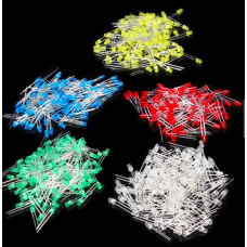 3MM LED RED, GREEN, BLUE, WHITE, YELLOW EACH 100PCS, TOTAL 500PCS