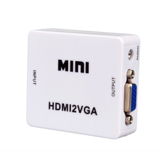 WHITE 1080P MINI HDMI  TO VGA  CONVERTER BOX ADAPTER
