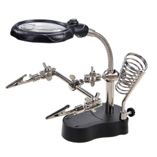 SOLDERING IRON STAND WELDING TOOL WITH MAGNIFIER LED ALLIGATOR CLIP HOLDER CLAMP TE-801