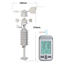 RF 433MHZ WIRELESS WEATHER STATION CLOCK WITH WIND SPEED AND DIRECTION SENSOR